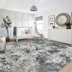 9x12 Area Rug for Living Room, Washable Modern Abstract Large Area Rug Neutral - Image 6