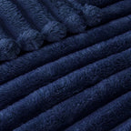 Exclusivo Mezcla King Size Flannel Fleece Blanket, Super Soft Striped Jacquard - Image 4