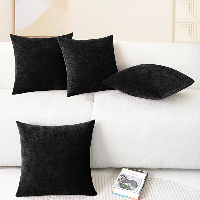 CaliTime Throw Pillow Covers Decorative 18 X 18 Inches Pack of 4 Cozy Chenille - Image 6