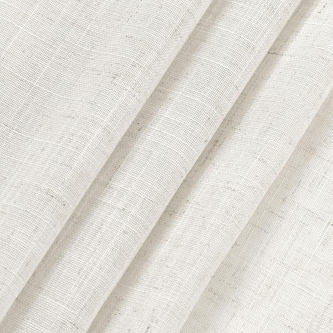 Beige White Kitchen Cafe Curtains 45 Inch Long 2 Panel Back Tab Translucent - Image 7