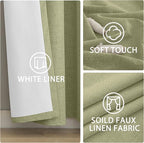 Yakamok Linen Sage Curtains 100% Blackout 84 Inches Long, Room Darkening - Image 6
