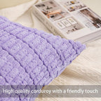Pack of 2 Corduroy Decorative Throw Pillow Covers 18x18 Inch Soft Striped - Image 2