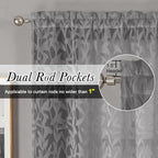Lecloud Leia Living Room Charcoal Grey Sheer Curtains 45 Inches Length 2 Panels - Image 2