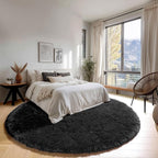 ONASAR Black Round Rugs 7ft for Living Room, Fluffy Bedroom Circle Area Rug - Image 3