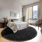 ONASAR Black Round Rugs 8ft for Living Room, Fluffy Bedroom Circle Area Rug - Image 3