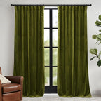 RYB HOME Moss Green Velvet Curtains 63 inches by RYBHOME