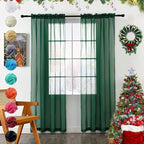 youleyar Solid Sheer Rod Pocket Curtain Voile Draperies 2 Panels White Beige by Youleyar
