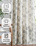 jinchan Linen Curtains Floral Curtain 84 Inch Length - Image 4