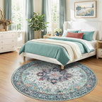 RELEANY Area Rugs 7ft Washable Non-Slip, Floral Vintage Distress Print Pattern - Image 2