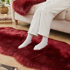 AMTOVO Faux Sheepskin Rug, Burgundy Ultra Soft Fluffy Shag Area Rug, 2 x 6 ft - Image 8