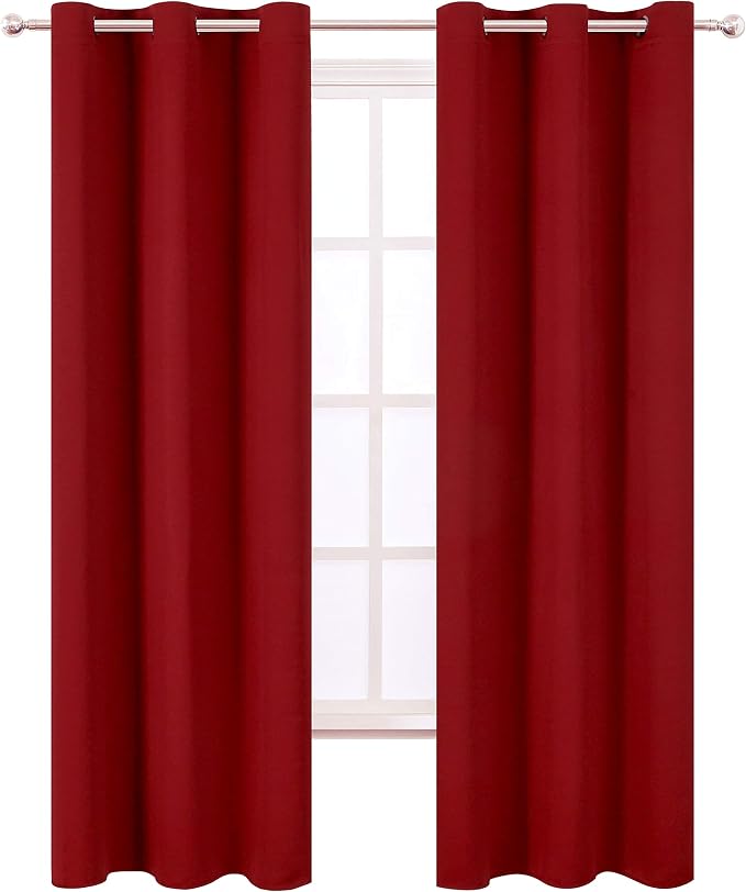 LEMOMO Red Thermal Blackout Curtains/38 x 84 Inch/Set of 2 Panels Room - Image 2