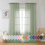 Aiyufeng Sage Green Sheer Curtains 96 Inch Length 2 PCS, Rod Pocket Voile Drapes by Aiyufeng