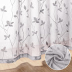 HOMEIDEAS Light Grey Sheer Curtains 52 X 96 Inches Length 2 Panels Embroidered - Image 7