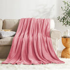 KMUSET Fleece Blanket Twin Size Salmon Pink Lightweight Super Soft Cozy Fuzzy - Image 2