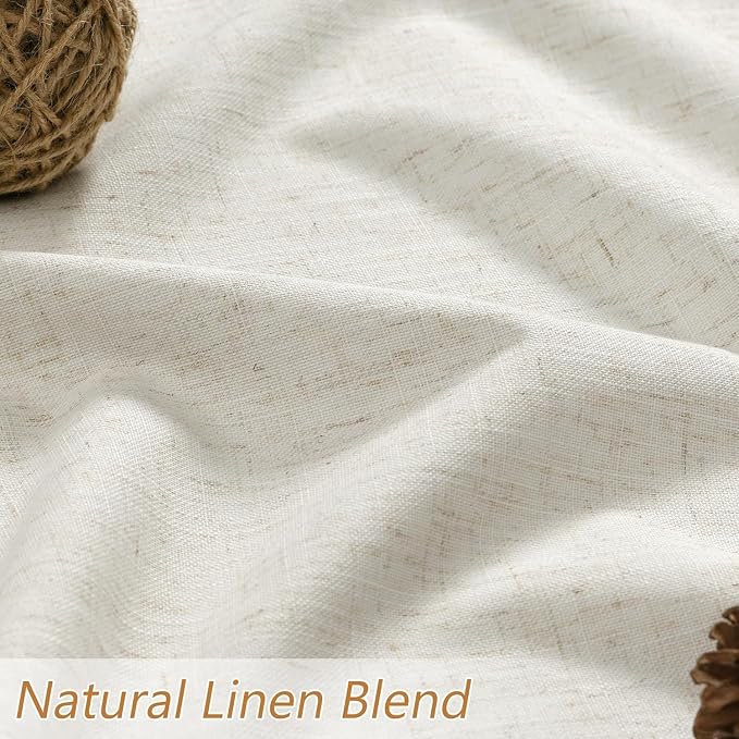 Guken Cream 100% Blackout Linen Curtains 38 Inch Wide by 80 Inch - Image 3
