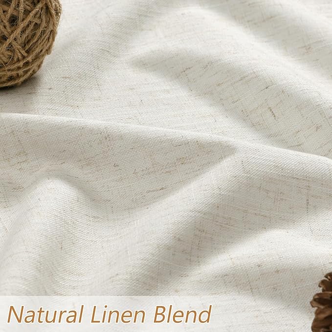 Guken Cream 100% Blackout Linen Curtains 70 Inch Wide by 84 Inch - Image 3