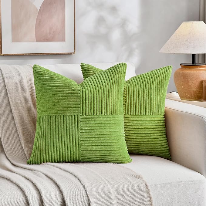 Fancy Homi Set of 2 Lime Green Euro Decorative Throw Pillow Covers 28x28 Inch - Image 5