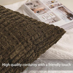 Pack of 2 Corduroy Decorative Throw Pillow Covers 12x24 Inch Soft Striped - Image 2