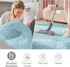 OLANLY Light Blue Round Rugs for Bedroom - Image 3