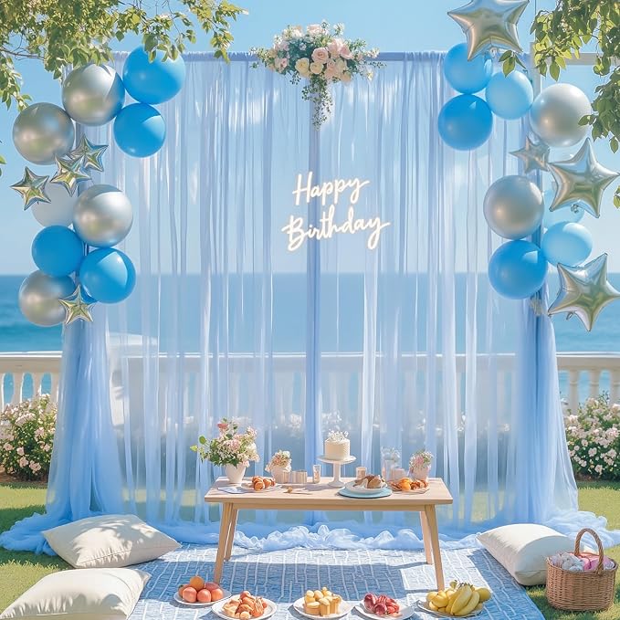 20ft x 15ft Baby Blue Tulle Backdrop Curtain - Image 4