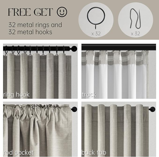 Topfinel 84 Inch Long Linen Blackout Curtains - Image 3