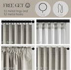 Topfinel 90 Inches Linen Curtains 100% Blackout Curtain - Image 3