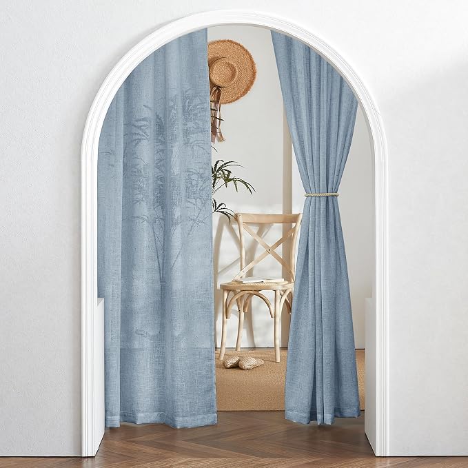 RYB HOME Blue Linen Sheer Curtains - Image 7