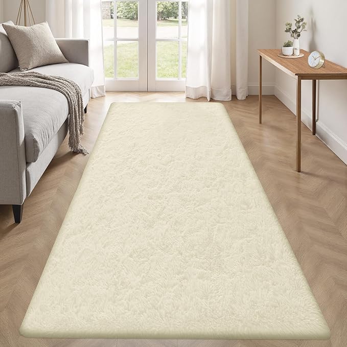 2x6 Runner Rug for Bedroom: Fluffy Shag Soft Washable Rugs Small Fuzzy Plush by VECARF