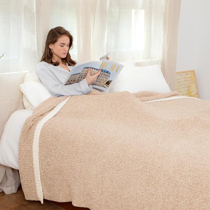 Snuggle Sac Twin XL Bed Blanket 66x90 inches, Super Soft Warm Beige Blankets - Image 8