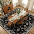 RELEANY Area Rugs Square 10ft Washable Non-Slip, Floral Vintage Distress Print by RELEANY