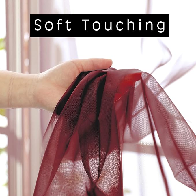 OWENIE Sheer Curtains 54 inches Long 2 Panels Set, Rod Pocket Curtain Sheers - Image 2
