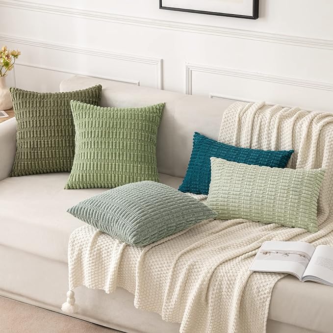 MIULEE Pack of 2 Spring Corduroy Decorative Euro Sham Throw Pillow Covers 24x24 - Image 4