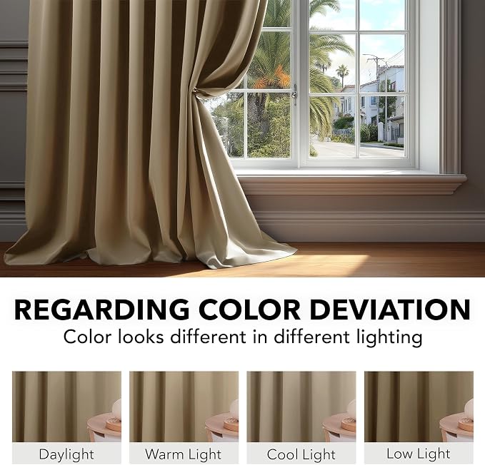 Deconovo Blackout Curtains, Thermal Insulated, W42 x L84 2 Panels, Back Tab - Image 6
