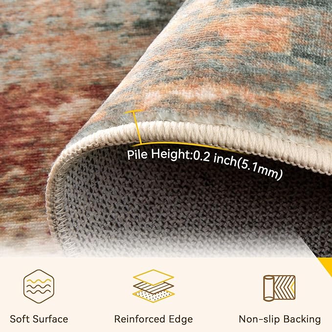 Washable Area Rugs 2x9 Non-Slip Modern Abstract Soft - Image 2