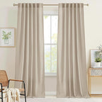 RYB HOME Linen Sheer Curtains 120 inches Long, Room Divider Curtains by RYBHOME