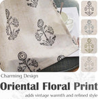 jinchan Linen Floral Curtains for Living Room 84 Inch Length Black Flower - Image 5