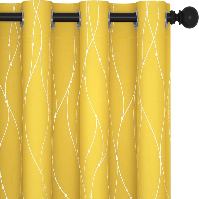 Deconovo Yellow Curtains, Modern Blackout Drapes, Thermal Insulated Soundoroof by Deconovo