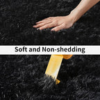 Soft Runner Rugs for Bedroom Hallways, 2x4 Black Fluffy Shag Throw Area Rug Non - Image 4