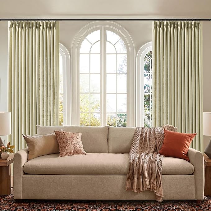 Pinch Pleated Linen Curtains 90 Inches Long 2 Panels - Image 9