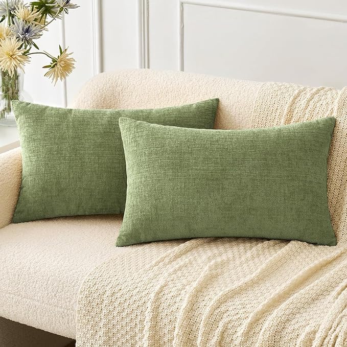 MIULEE Pack of 2 Couch Throw Pillow Covers 14x24 Inch Spring Soft Sage Green by MIULEE