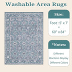 SERISSA Boho Area Rug 5x7 Blue Grey, Washable Large Rugs - Image 6