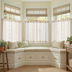 jinchan Belrose Linen Floral Kitchen Curtains 36 inch Length Embroidered - Image 2