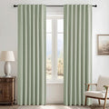 RYB HOME 100% Blackout Sage Green Linen Curtains, Extra Long Light & Heat by RYBHOME