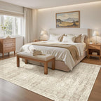 5x7 Area Rugs Beige Low Pile Indoor Washable Trendy Faded Style Rugs - Image 9
