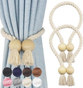 2 Pack Magnetic Curtain Tiebacks Cotton Hand Woven Tie Back Decorative Rope by CurtianTiebacks