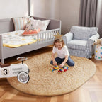 Ophanie 4x6 Oval Beige Rugs for Bedroom Living Room, Fluffy Fuzzy Furry Carpet - Image 5