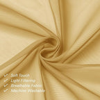 Lecloud Gold Sheer Curtains 96 Inches Long 2 Panels, Breathable Solid Voile - Image 6