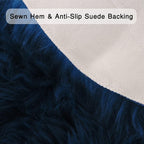 duduta Navy Blue Faux Sheepskin Throw Rug 2x3 ft, Fluffy Shag Fur Chair Cover - Image 3