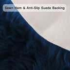 duduta Navy Blue Faux Sheepskin Runner Rugs 2x6 ft, Fluffy Shag Bedroom Bedside - Image 3
