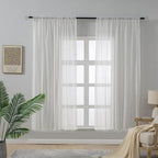 WAZZIO Boho Lace Curtains 63 Inches 2 Panel, Light Filtering Privacy Tassel & - Image 3